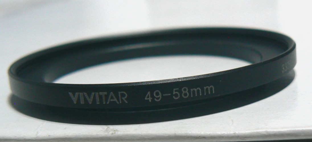 Vivitar 49mm to 58mm Step Up Screw On Threaded Metal Adapter Ring