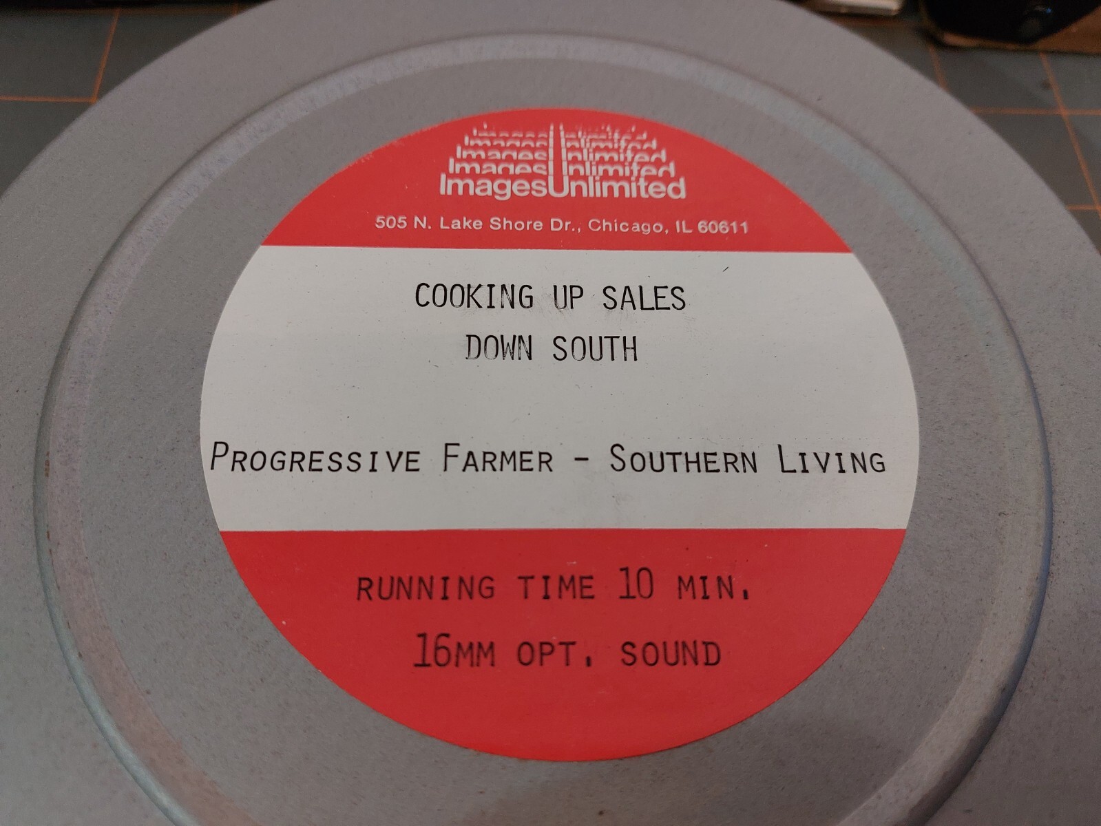 Vintage Film Reel Shipping Box “Cooking up sales down south” Farmer Southern