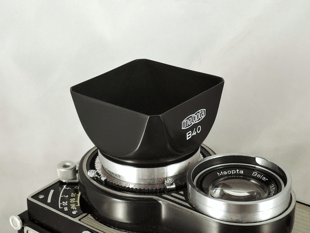 Shade hood Flexaret Meopta square bayonet B40 metal + Genuine box very nice