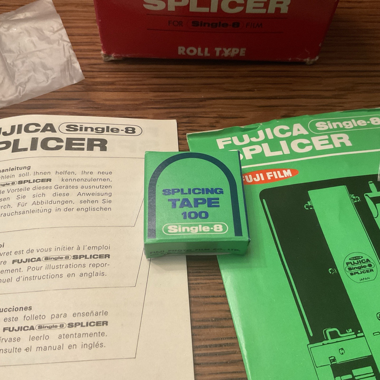 Vintage Fuji Fujica Single-8 Film Splicer Roll Type w/Box Instructions Japan