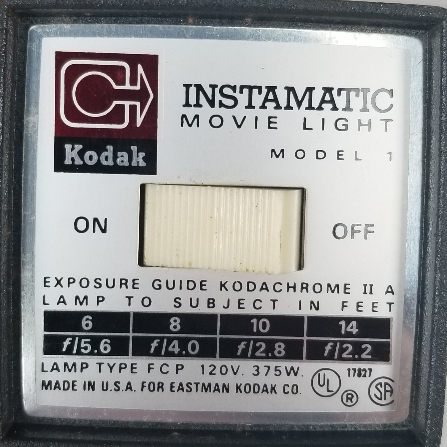 Kodak Instamatic Movie Studio Light Model 1 Original Box And Istructions Tested