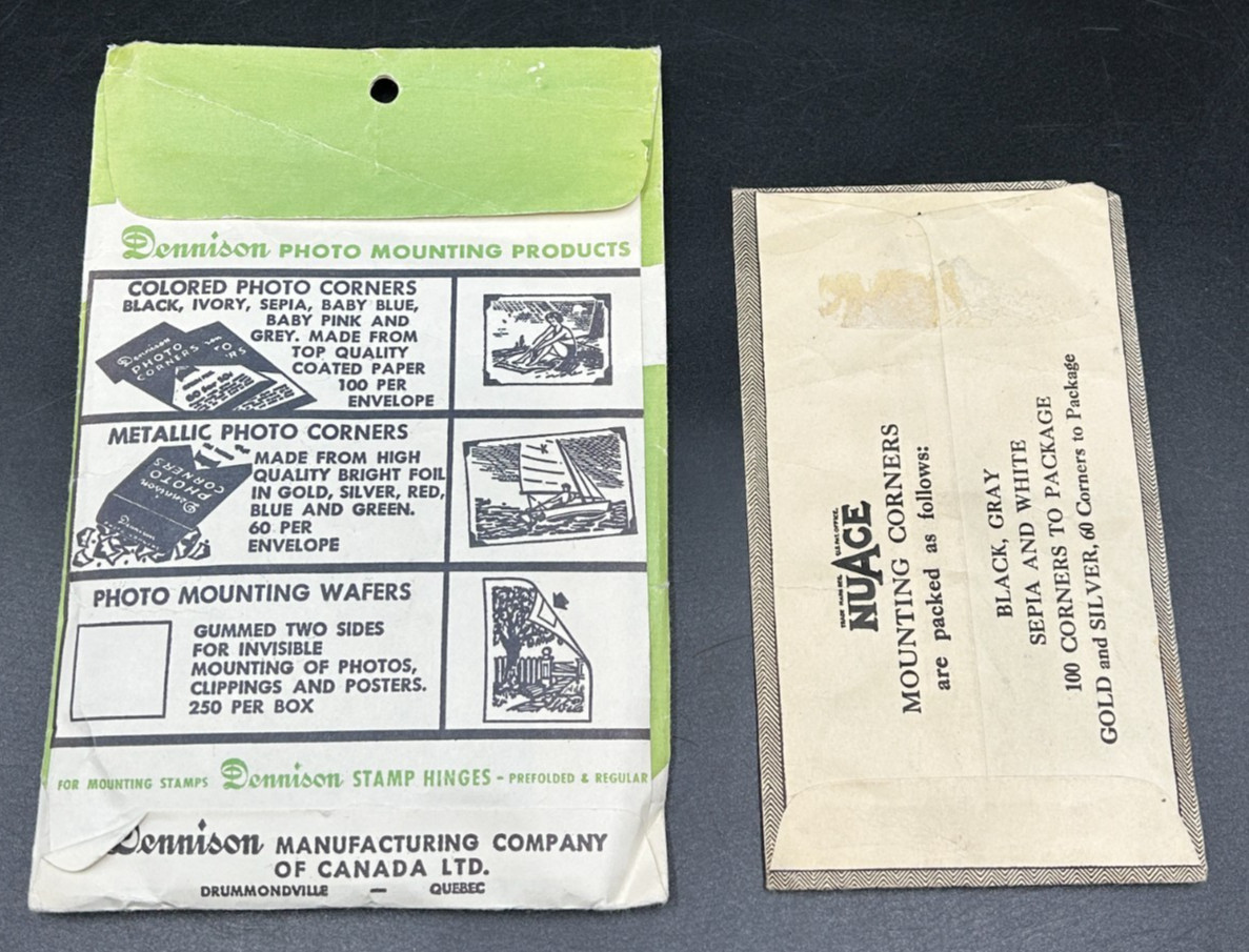 Lot of 6 Open Envelopes of Photo Corners – Vintage – Dennison – Nuage