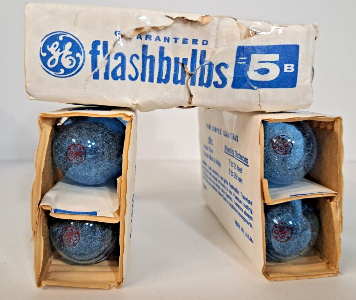 General Electric Flashbulbs 5B 12-Pack Unused Box & Packing Vin 1960’s RARE