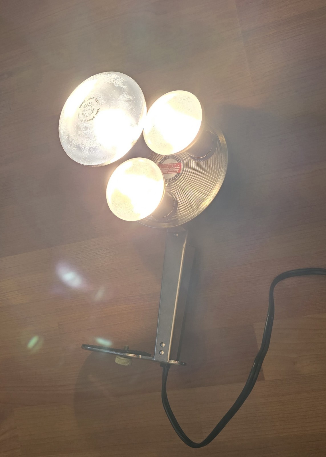 Vintage Acme-Lite Handy-Dandy 3HD Movie Camera Light USA Tested Box WDL Grip