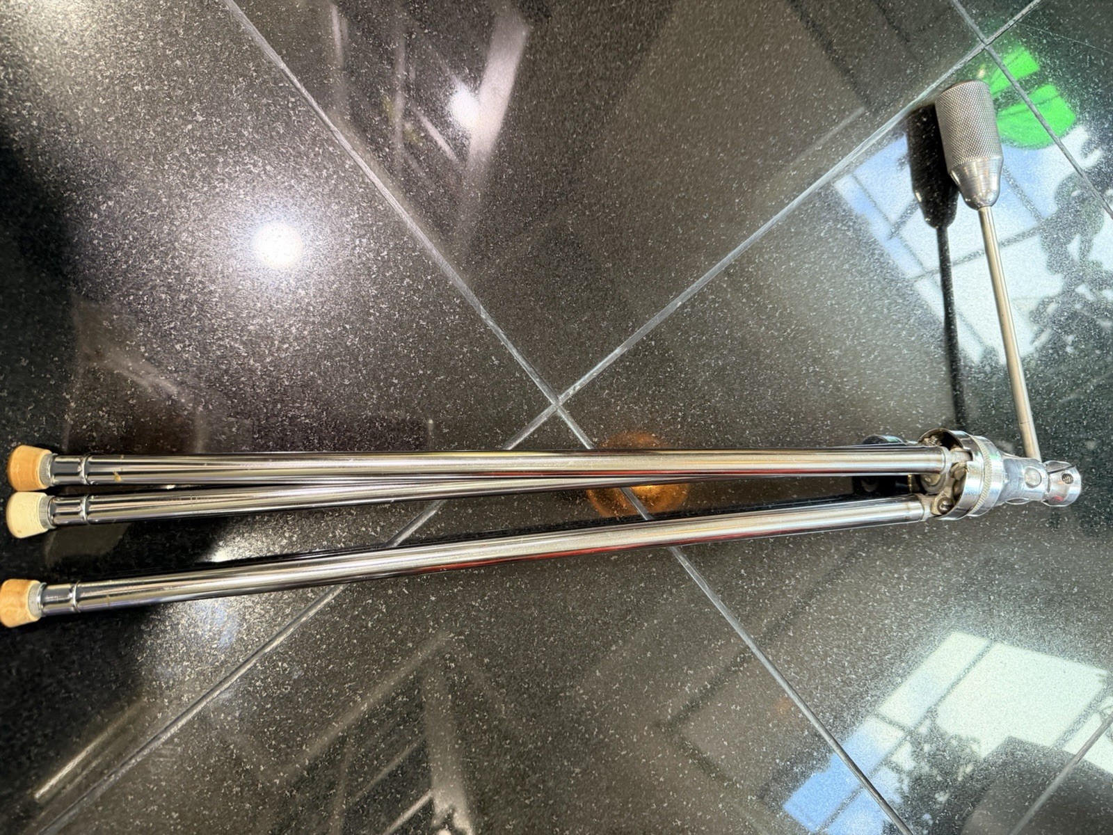 Vintage Antique Camera Tripod Chrome W/Brass 48” Extending Legs, Needs Tighten