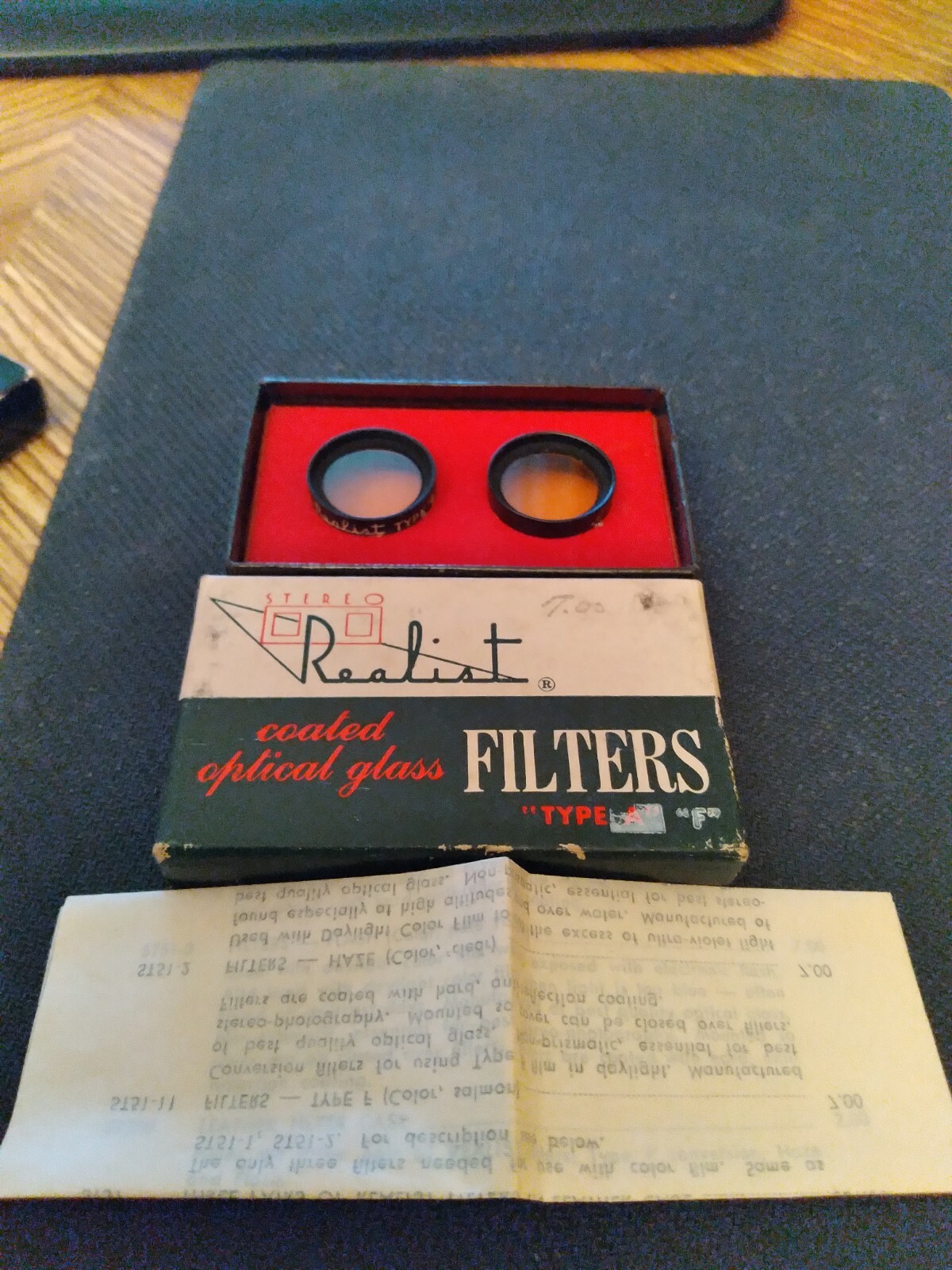 STEREO REALIST TYPE A “F” COATED OPTICAL GLASS FILTERS – AMBER – BOXED