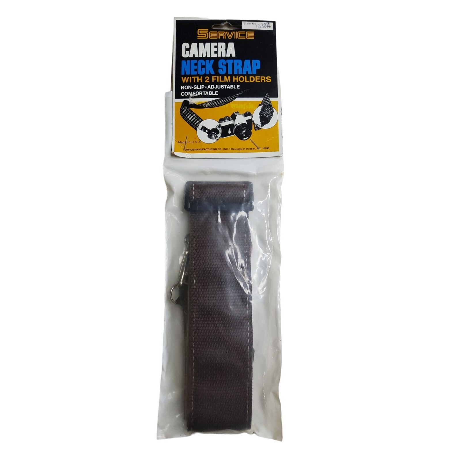 vintage service manufacturing canvas camera neck strap with 2 film holders