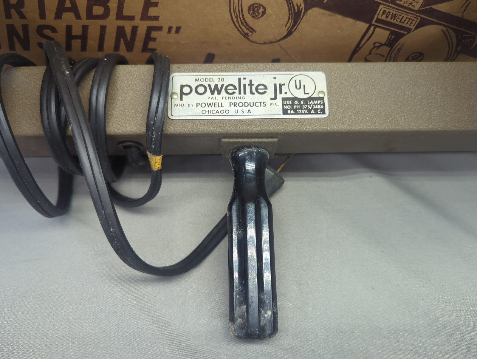 Vintage Powelite Jr 2 Lamp Movie Light Bar w Handle – Tested – Powell Products