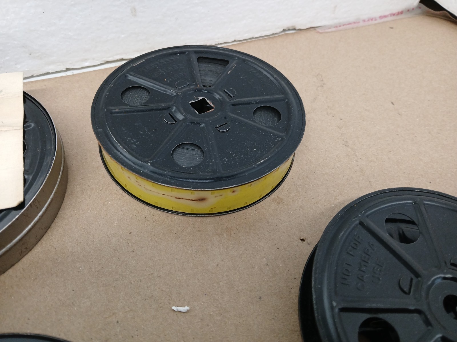 Lot of 5 Vintage 16mm Metal Film Reels with Film Early Home Movies Estate Find