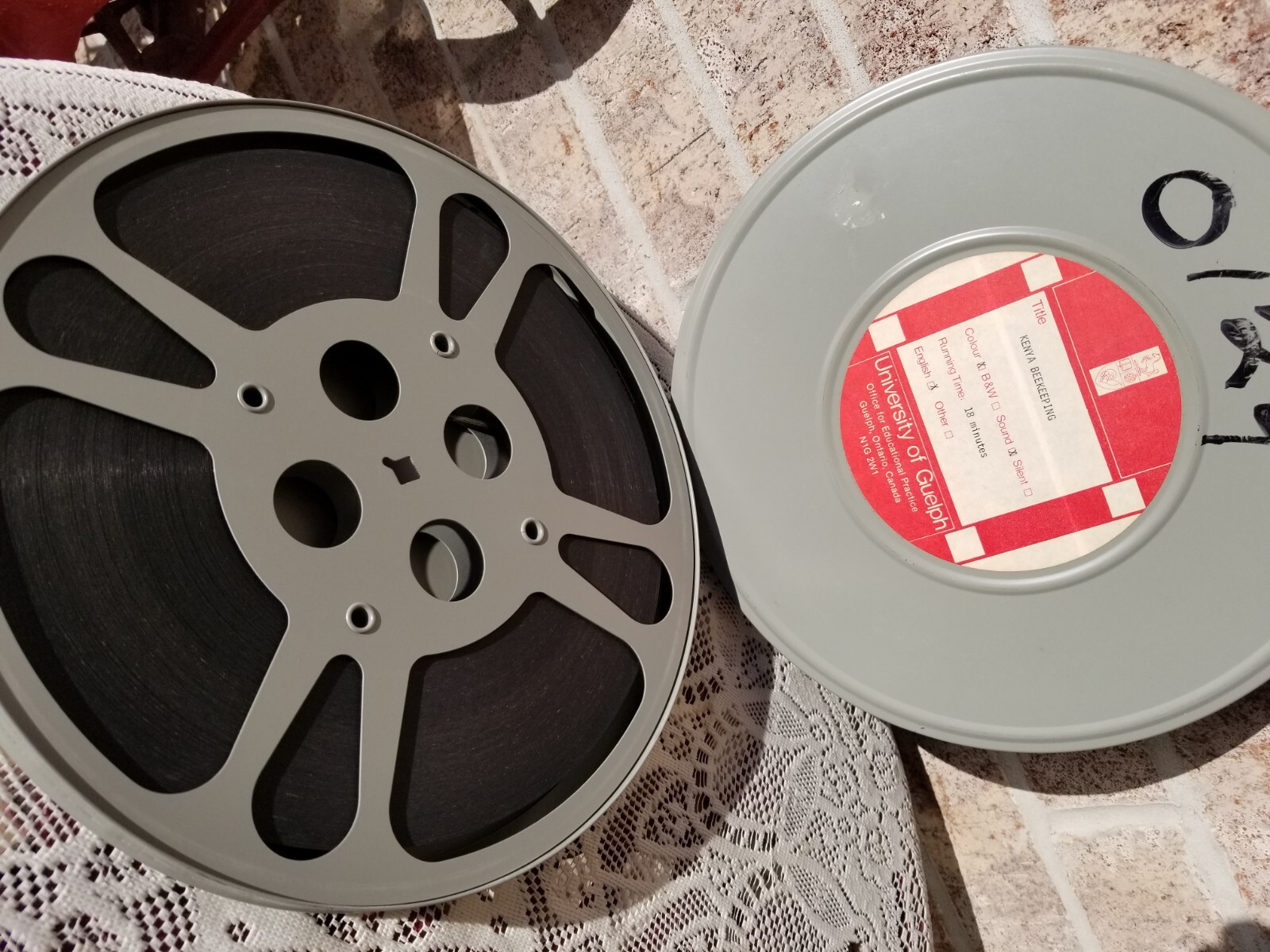 Metal Movie Reel Canister Tin Holder 11” Containing 18 Minute Kenya Beekeeping