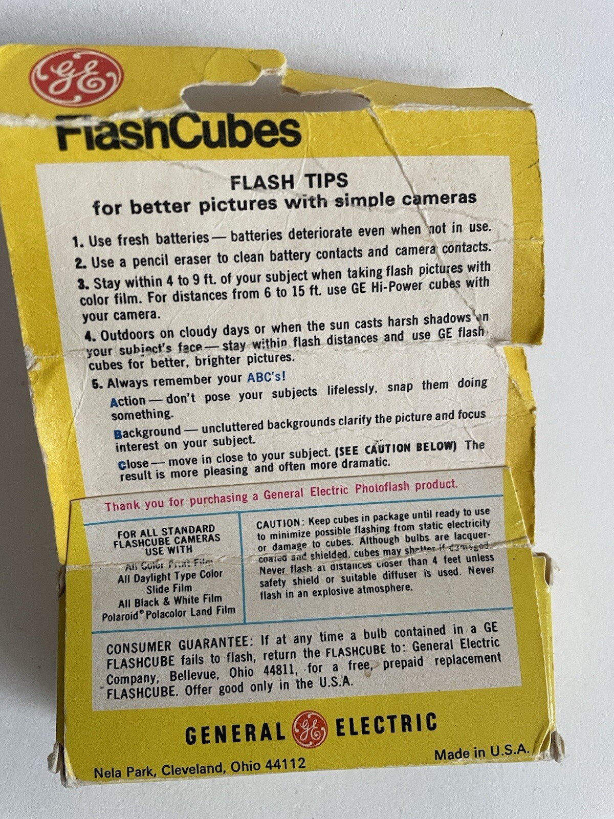 GE Flash Cubes New Old Stock 3 Cubes in 1 Box 12 Flashes