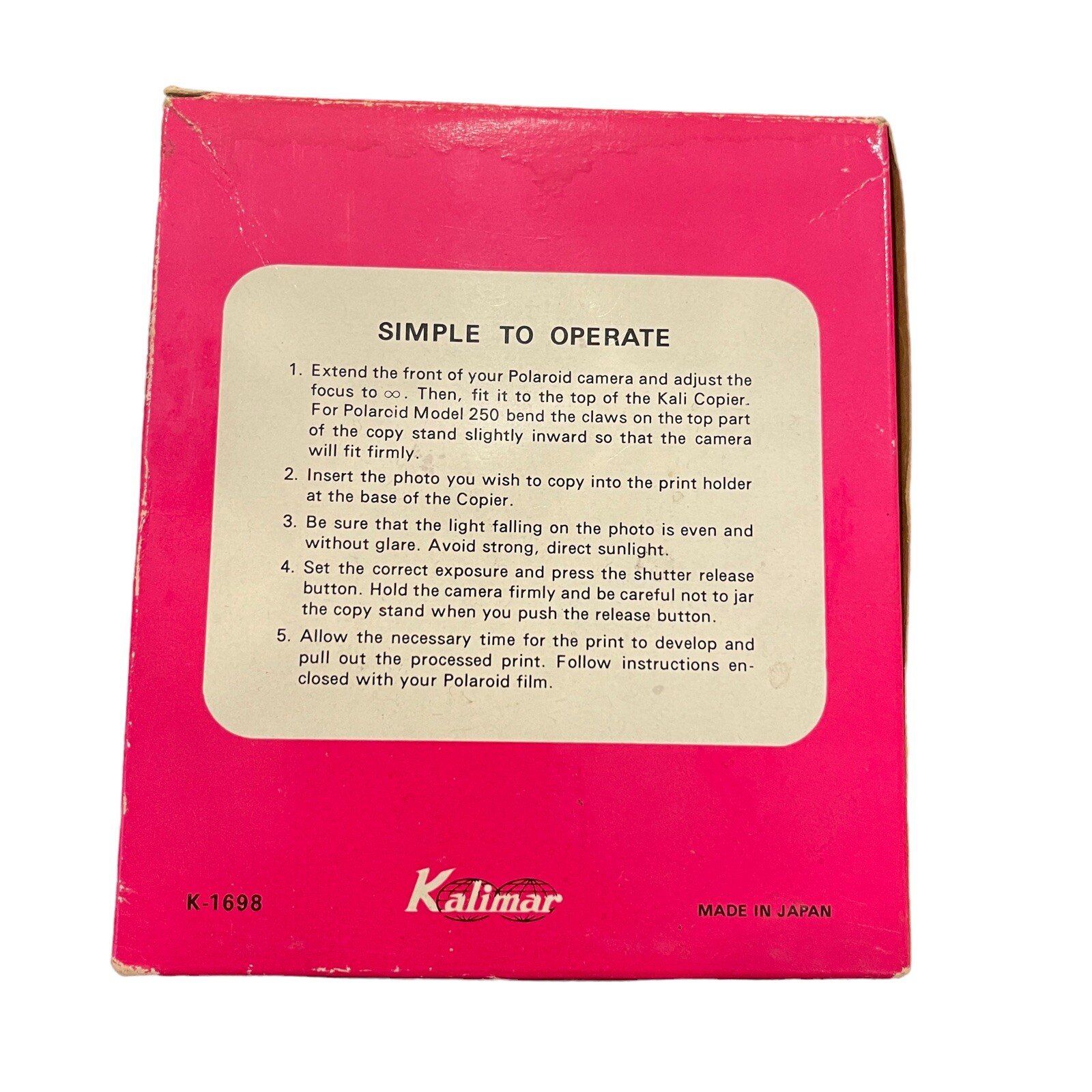 Vintage Kalimar Kali-Copier for Polaroid Filmpack Cameras K-1698 Photography
