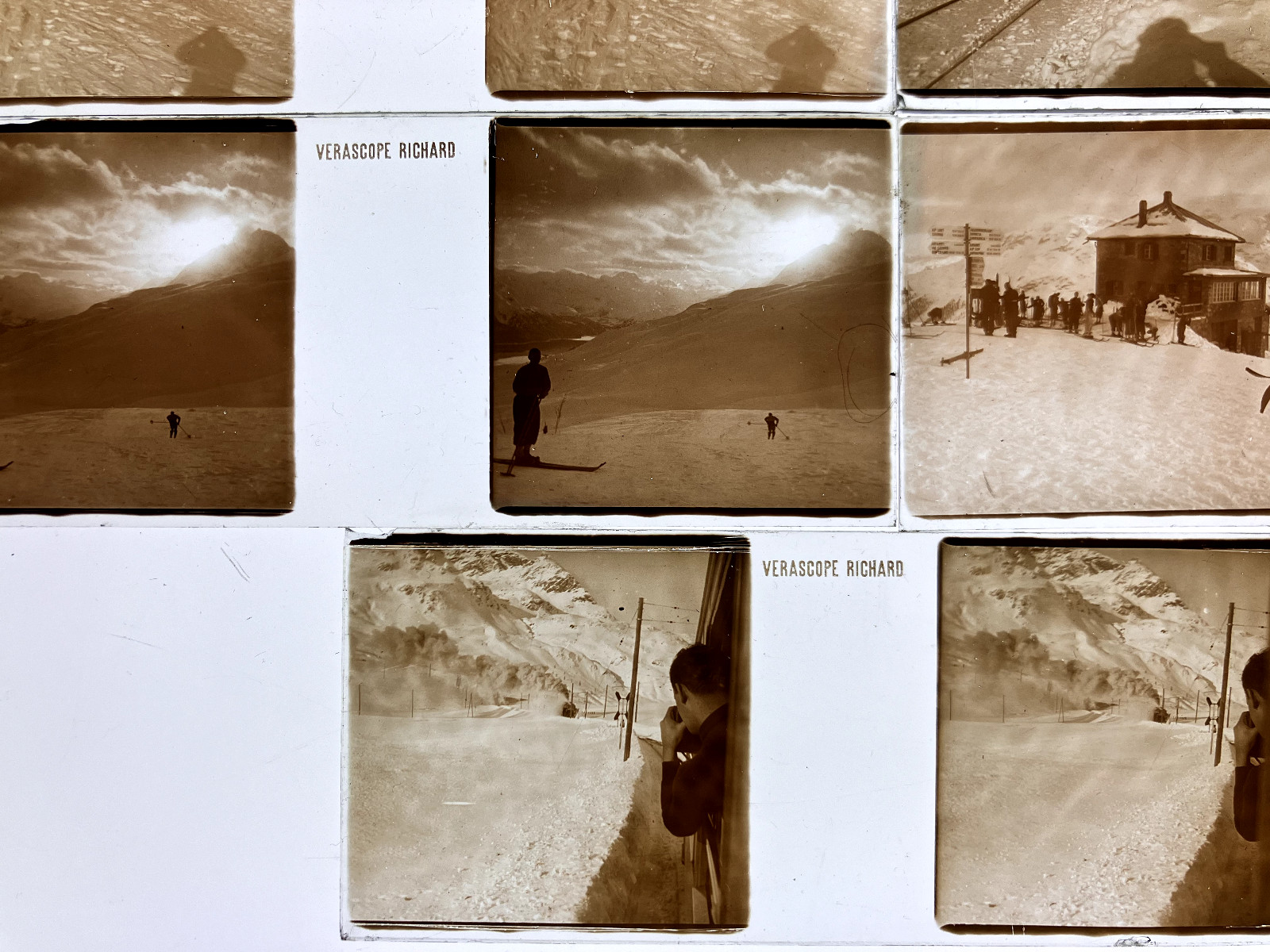 Lot of 24 Stereo Views on Glass, St. Moritz Switzerland, Mountaineering, Skii…