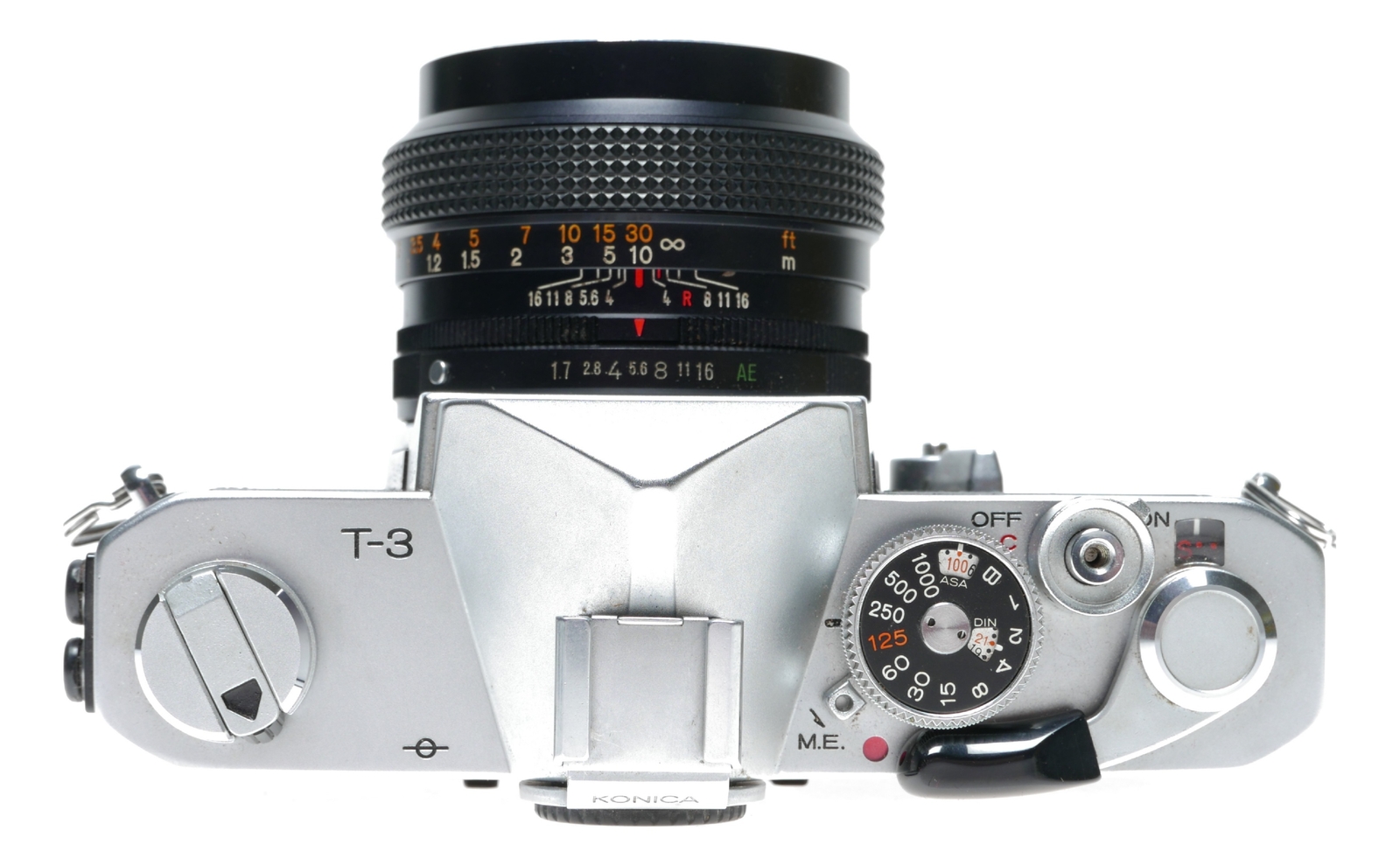 Konica Autoreflex T3 35mm SLR Film Camera Split Image Hexanon AR 1.7/50