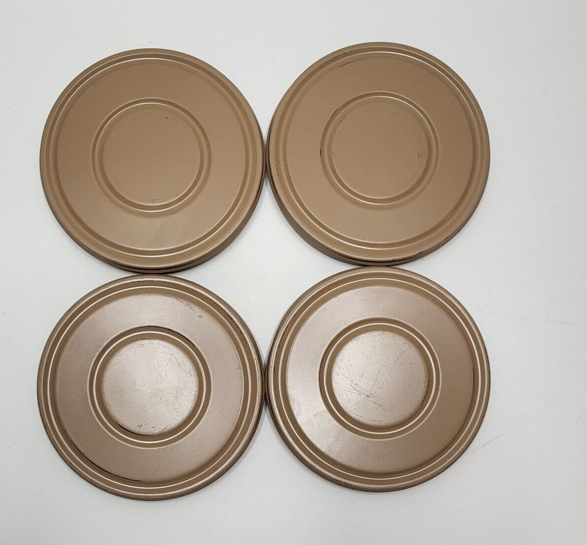 Vintage Lot of 4 Harwood 8mm Reels & Can Containers 5” Wood Grain Metal Case