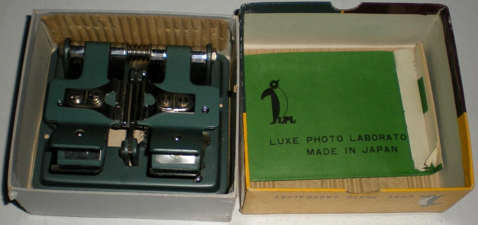 CAMERA PHOTOGRAPHY MOVIE FILM SPLICER 8-16MM LUXE PHOTO LABORATORY LPL BOX & MAN