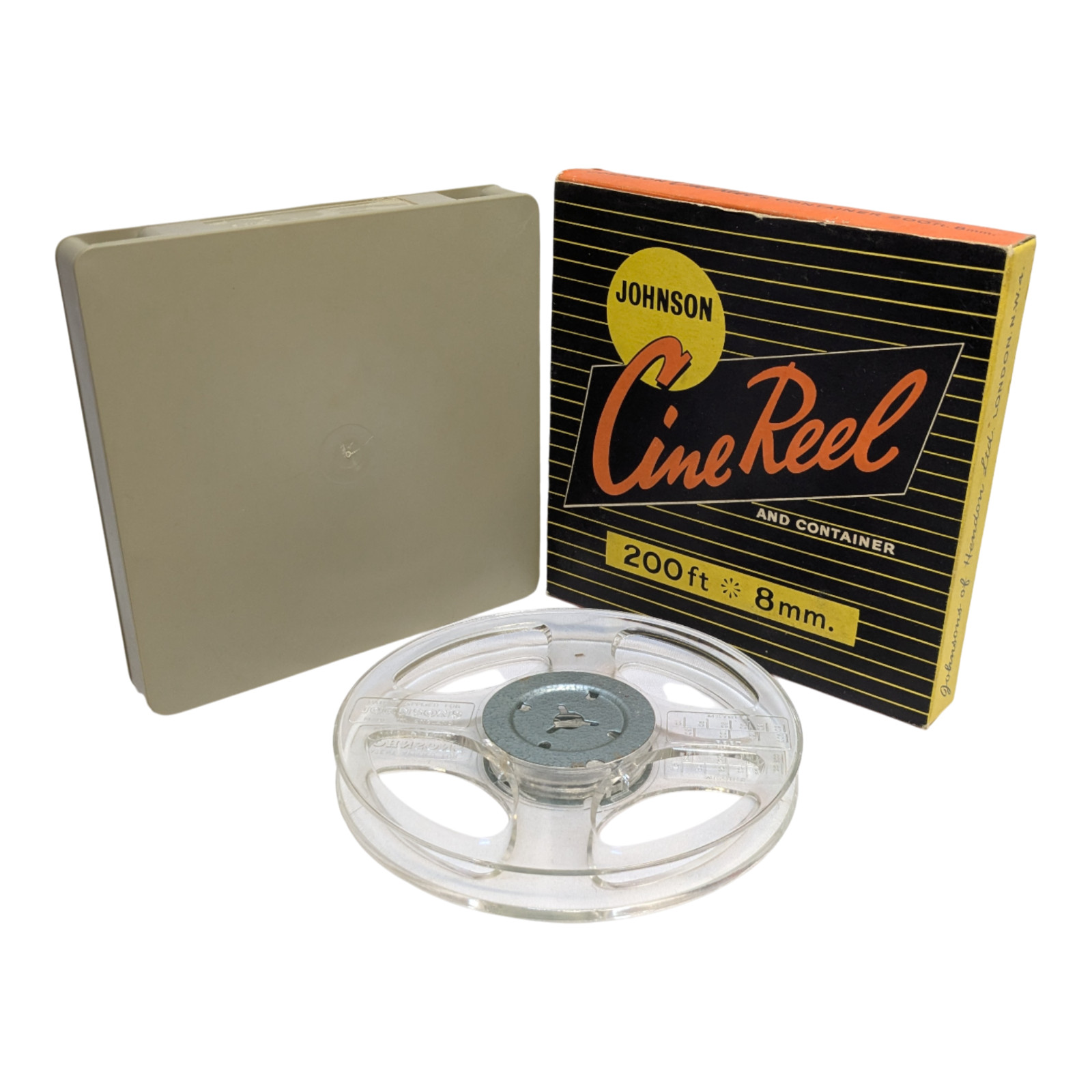 1x 5″ / 200FT 8mm JOHNSON Reel & BOXED Cine Film Reel Empty Take Up Spool