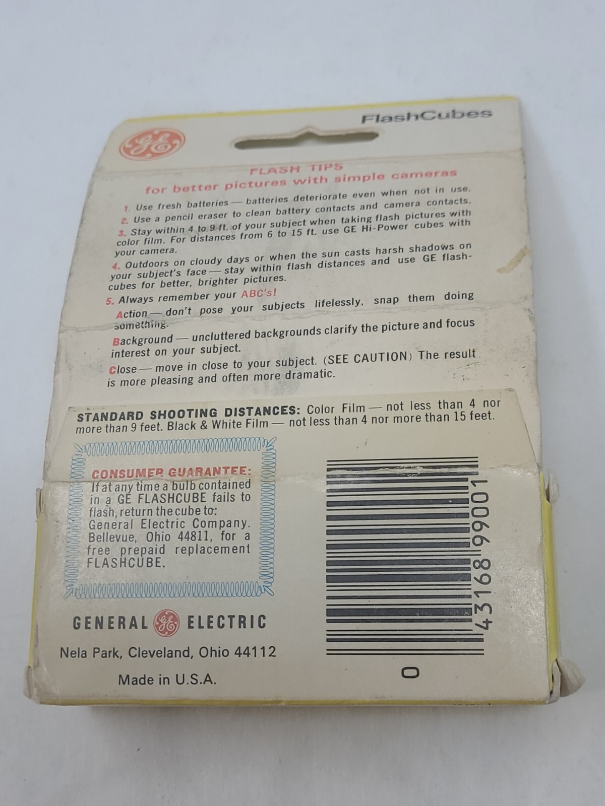 GE Flashcubes Original Box Set Of 3 Cubes 12 Flashes Vintage