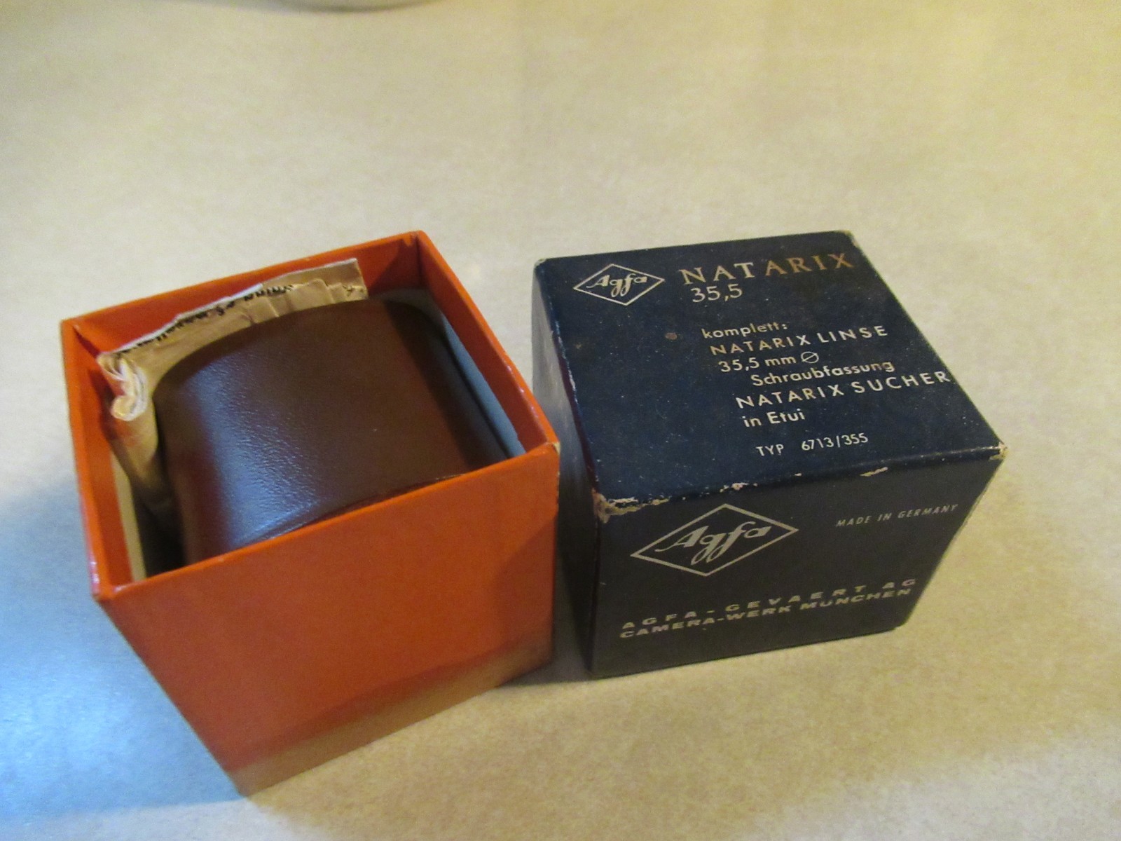 vintage AGFA Natarix Type 6710 viewfinder & Natarix lens 35.5mm w/original case