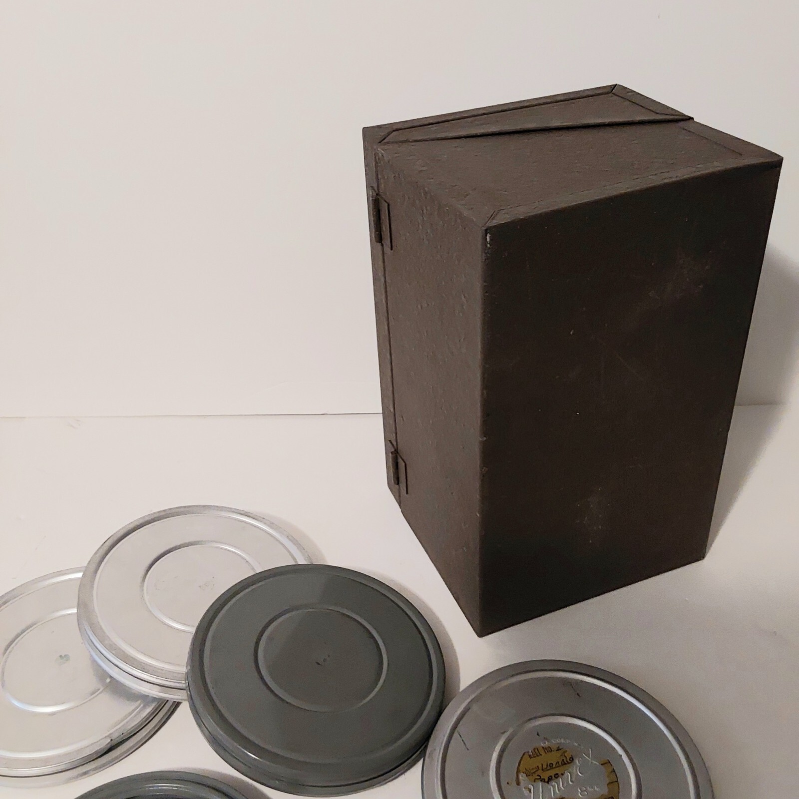 Vintage Compco Metal Film Reel Storage Box 12 Slot Storage 5 Reels/Cans Included