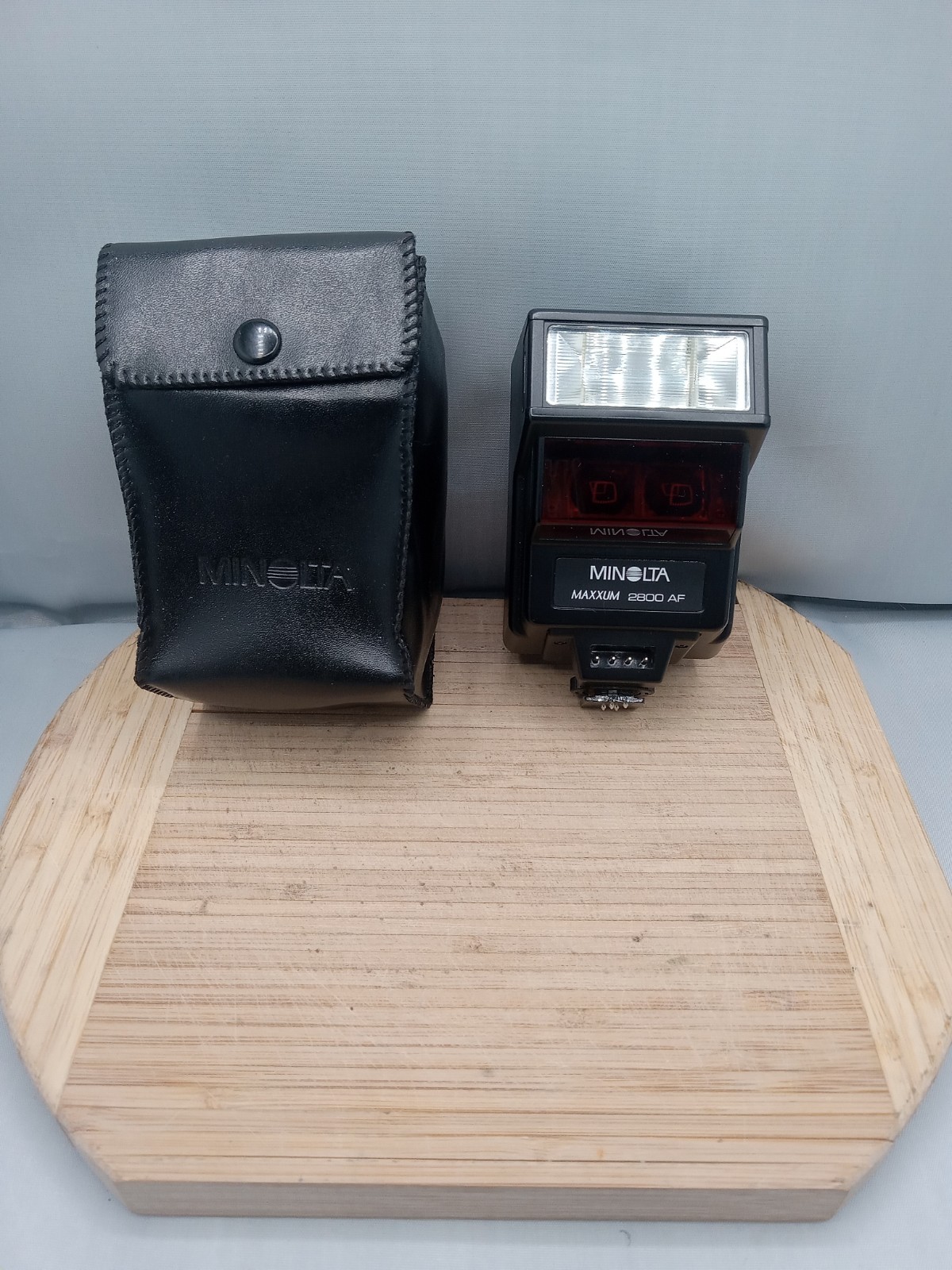 Minolta Maxxum 2800 AF Shoe Mount Flash w/ Black Case For Camera Tested Working