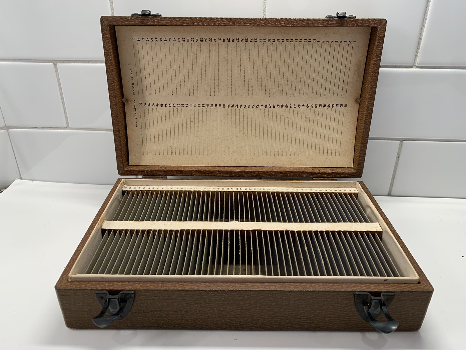 Vintage Barnett & Jaffe Brown Projector Slide Case Box Pennsylvania