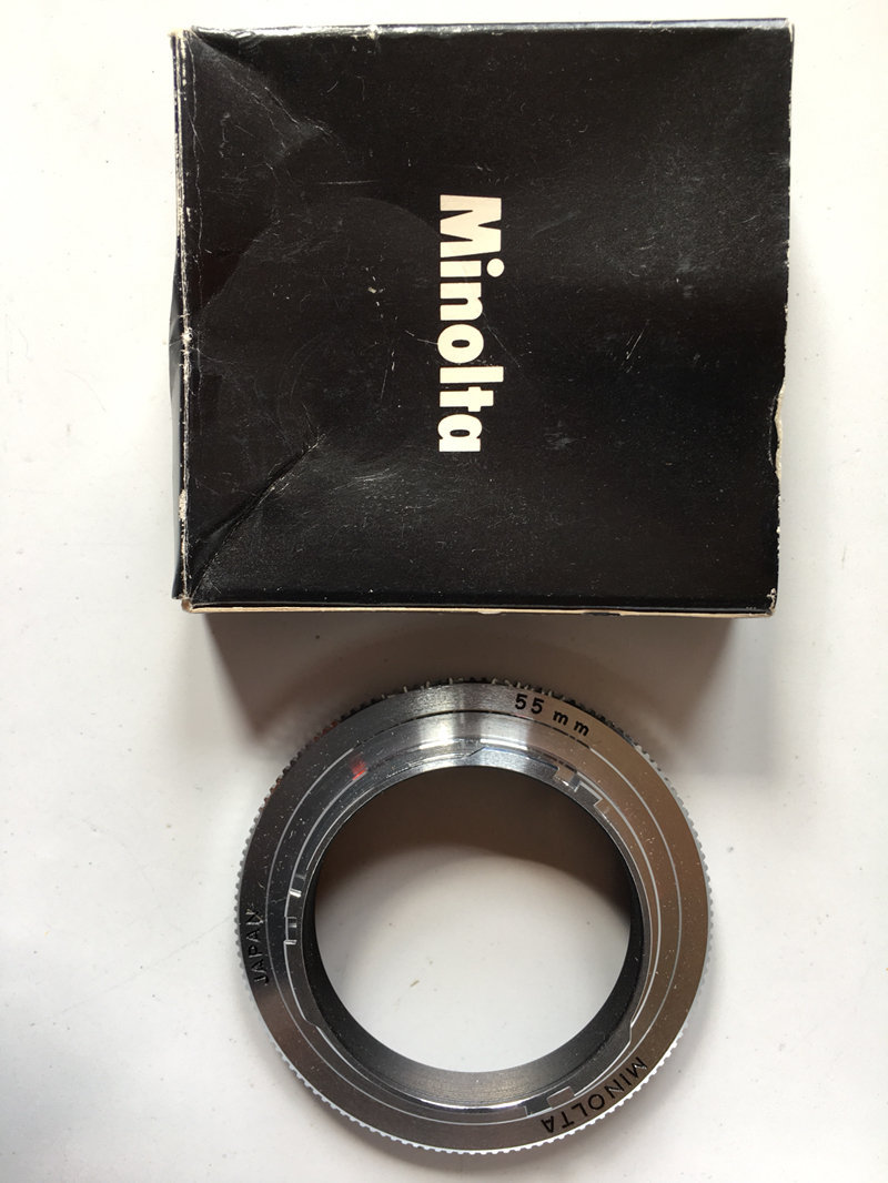 Mint Minolta Reverse ring II 55mm diameter lens in box, macro, Close-up