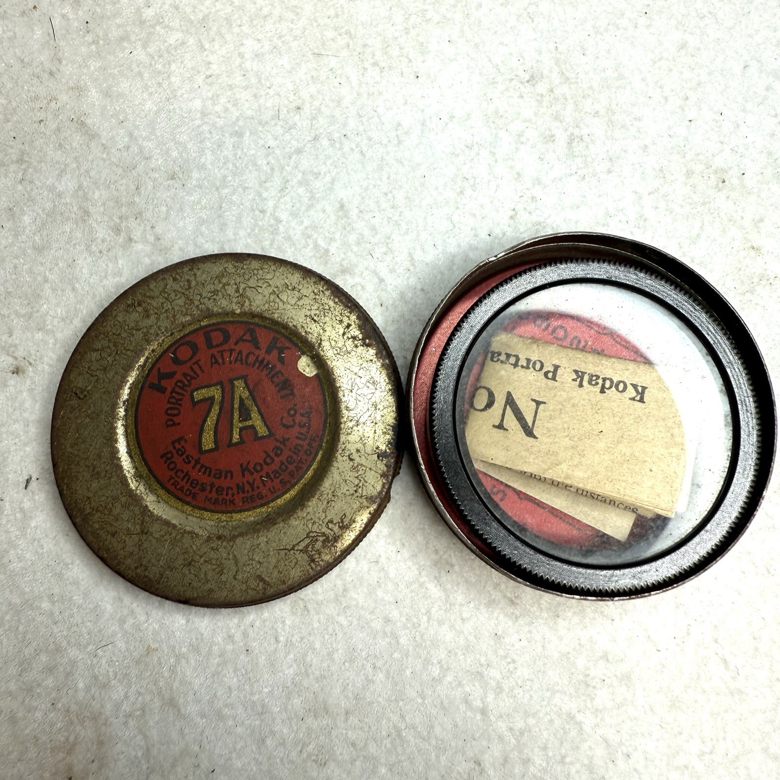 Vintage Kodak Portrait Attachment #7A Eastman Miniature Tin Case Canister