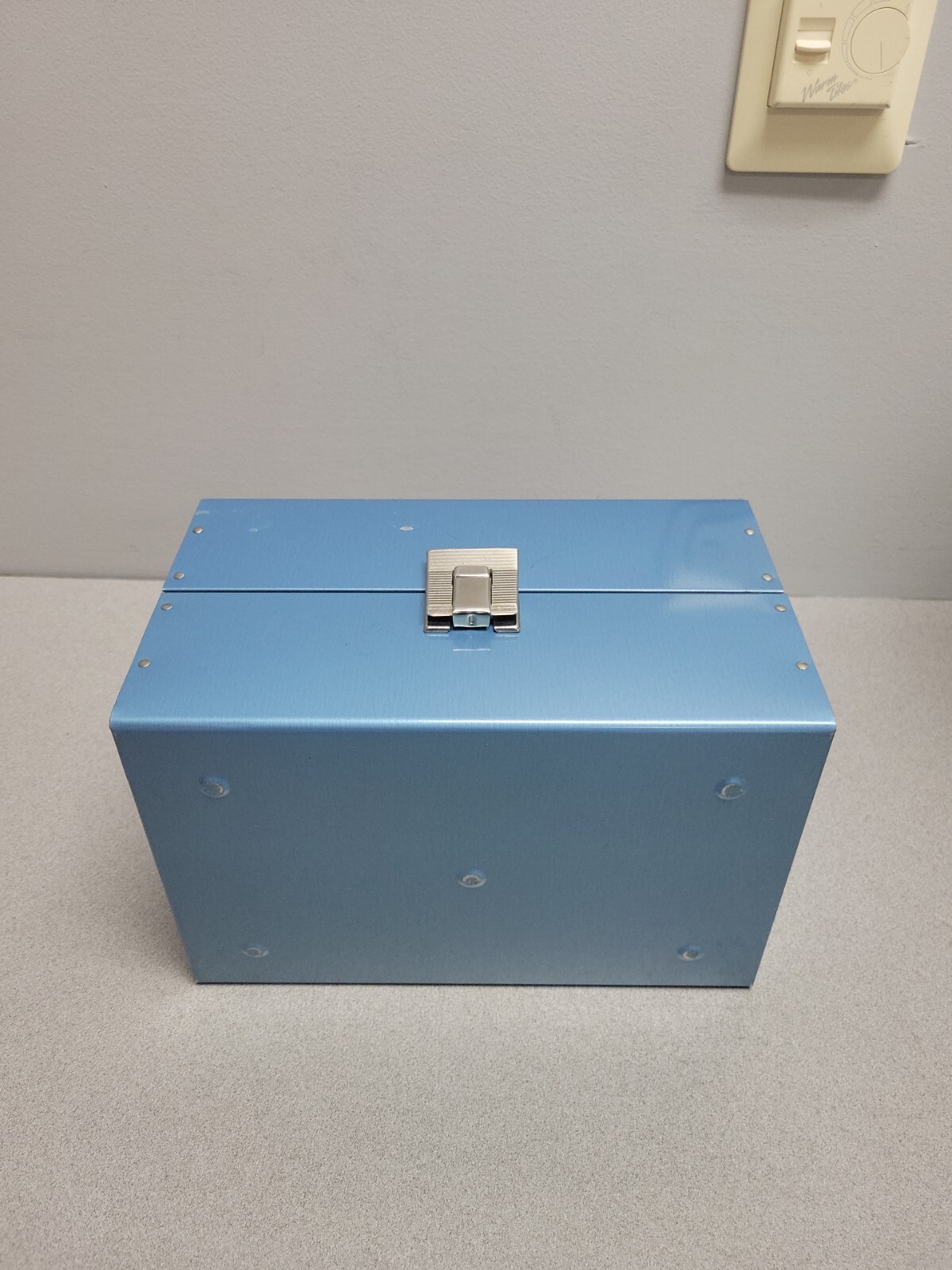 Metal Blue 8mm Movie Reel Chest Box 12 Slot Film Storage Case