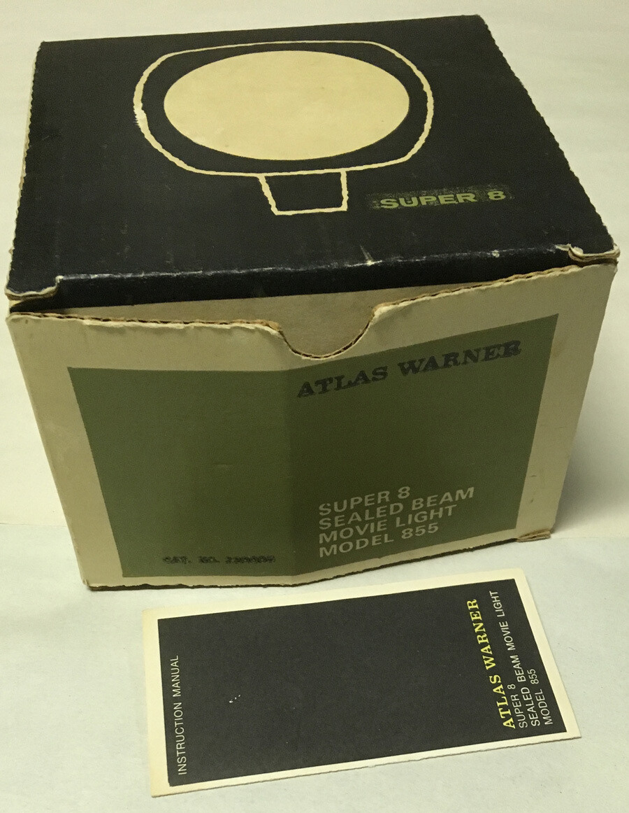 ATLAS WARNER Super 8 SEALED BEAM MOVIE LIGHT 650W Model 855 w/ original box