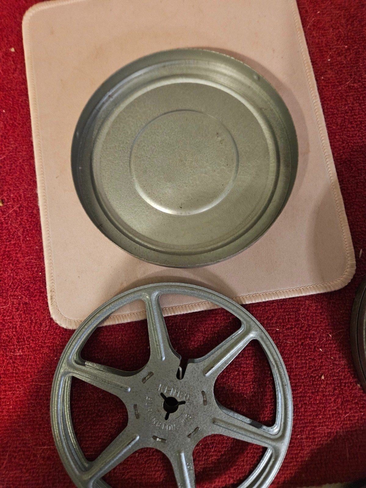 Vintage 5 Kenco 8mm Film Canister 5″ w/reels Burlington Made USA estate find