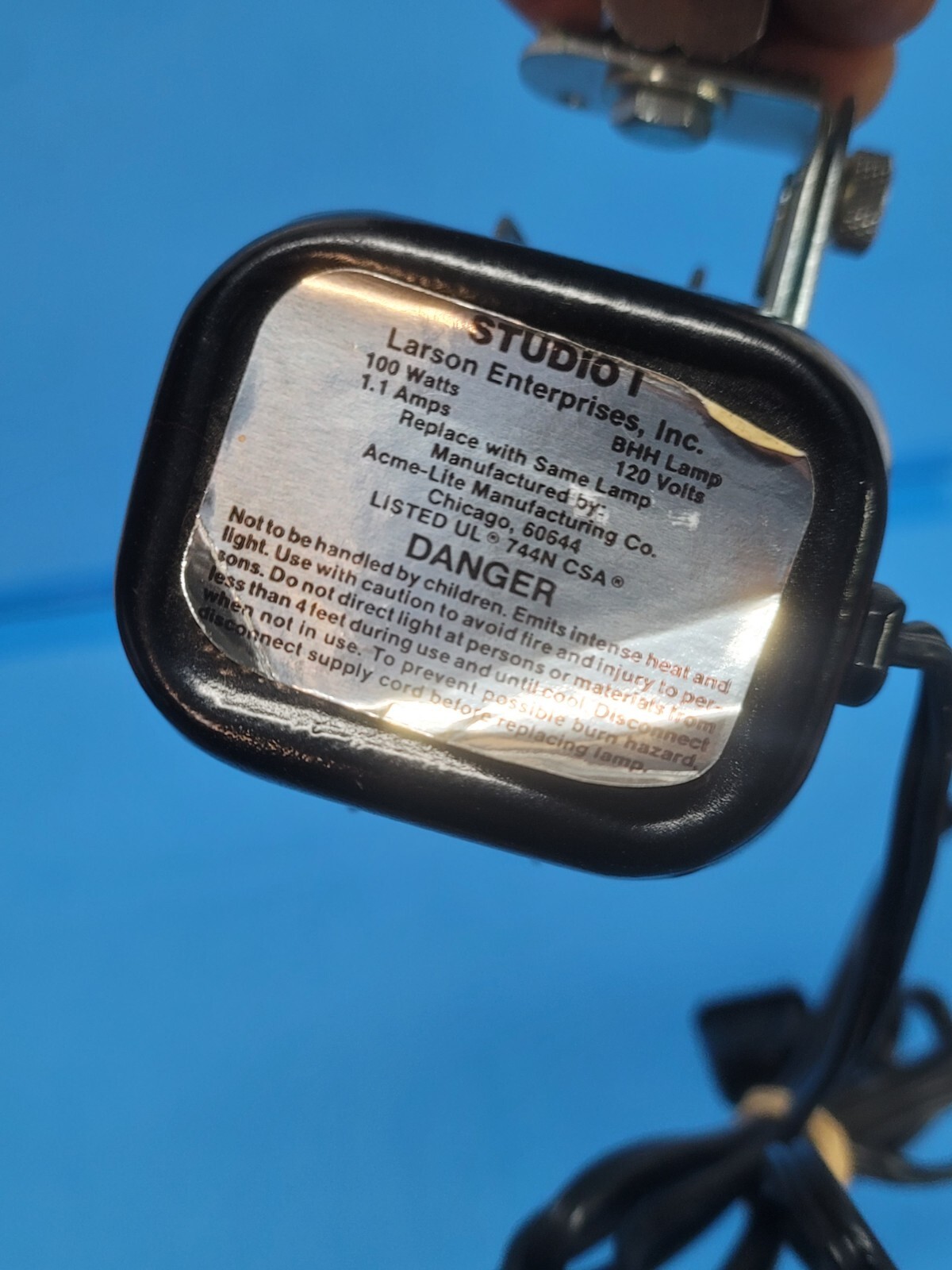 Acme Lite Larson Enterprise Studio I Movie Camera 100 Watts 120 Volts Lamp Light