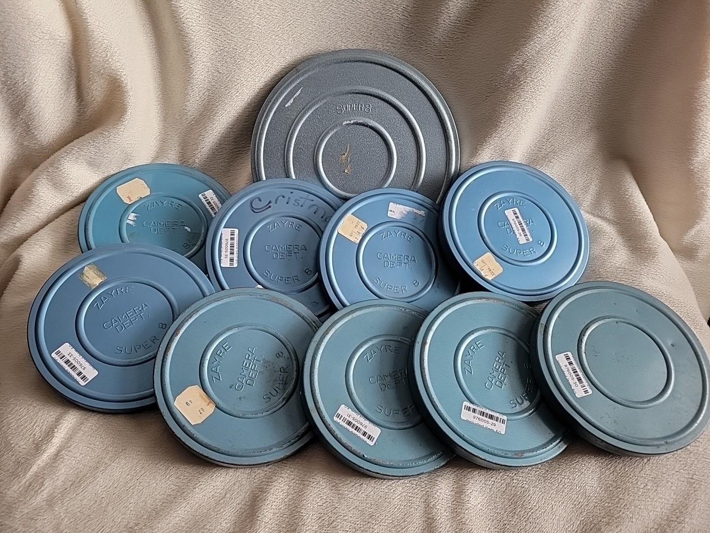 Lot of 10 Vintage Zayre & Scherer Film Storage Can & Reels Super 8 5″ & 7″