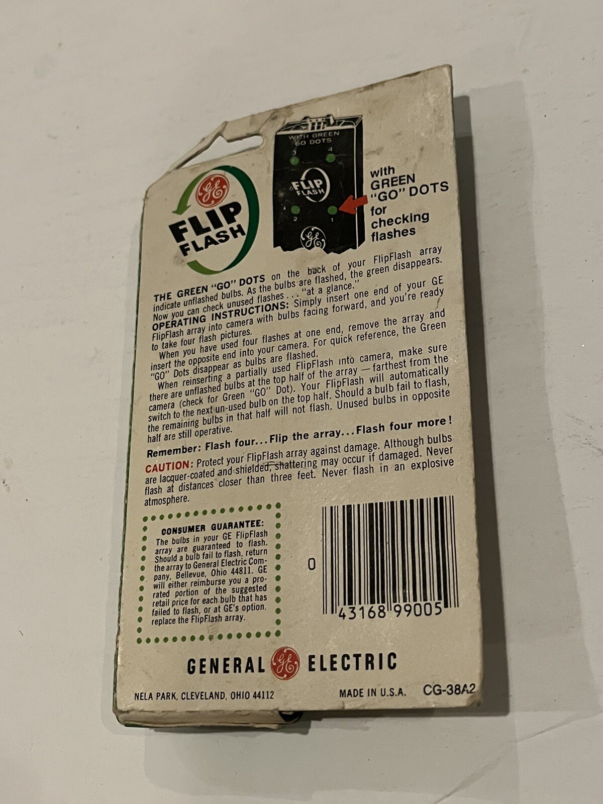 General Electric GE Flip Flash Bar for Kodak & telegraph-insta CG-38A2