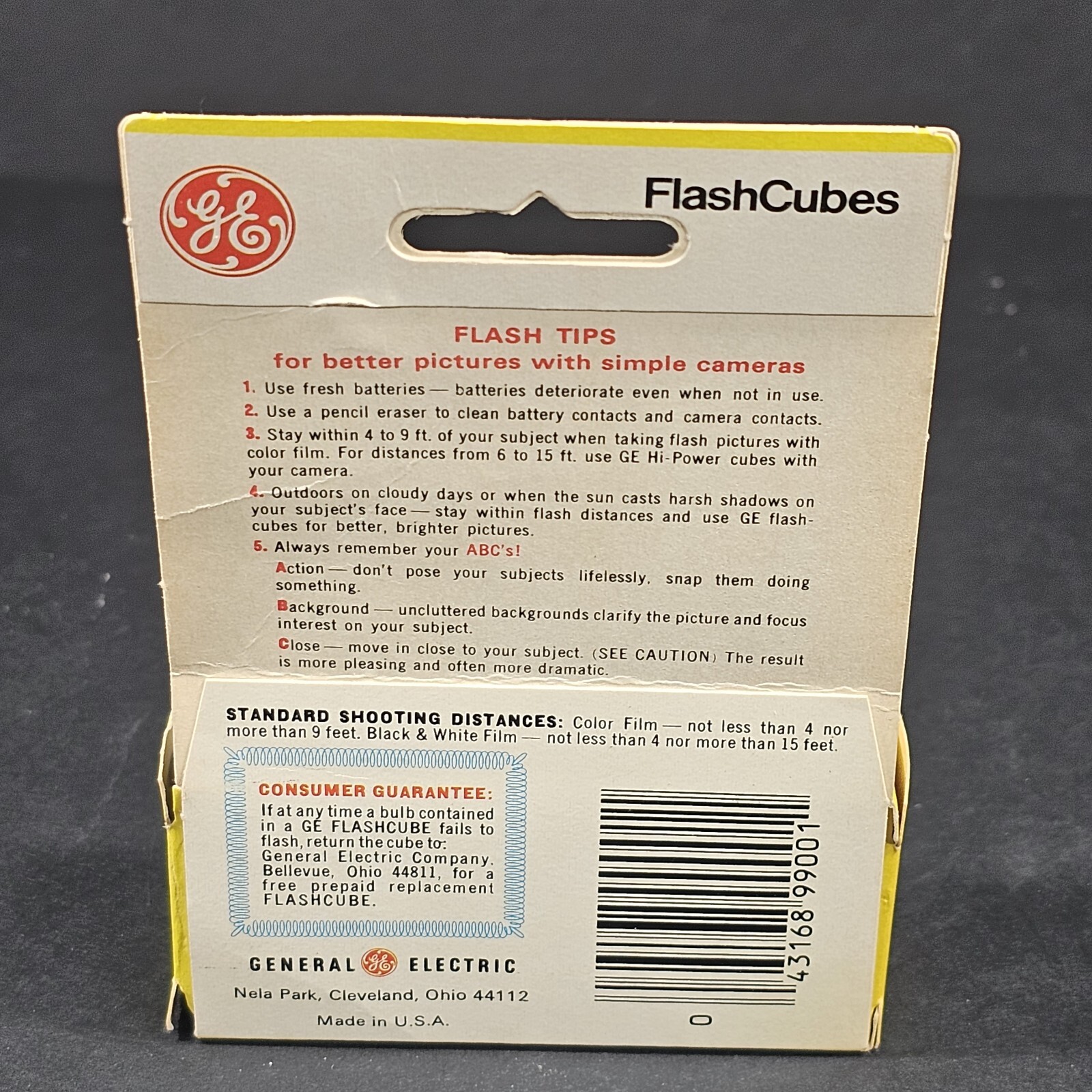 GE Flashcubes Original Box Set Of 3 Cubes 12 Flashes Vintage