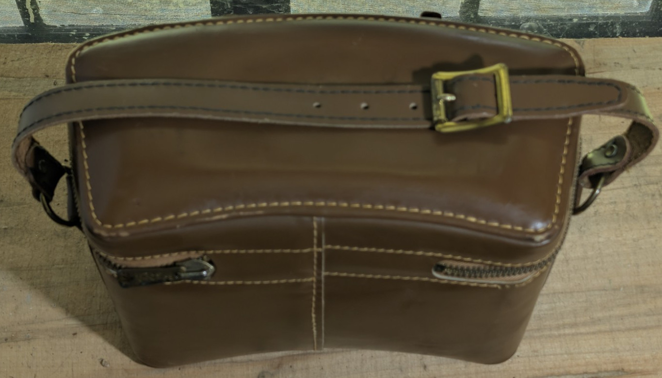 Vintage Coast Brown Leather Camera Bag Dual Buckle Closure Shoulder Strap Case
