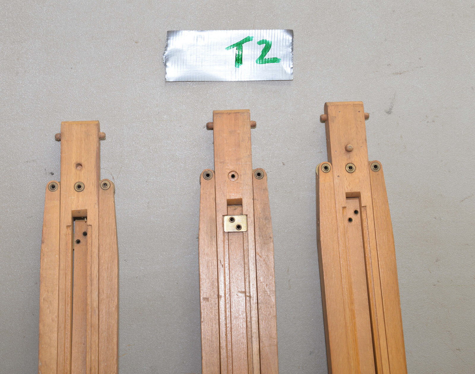 3 rare camera tripod legs JCA AKT GES Dresden Corrida wood brass collectible T2