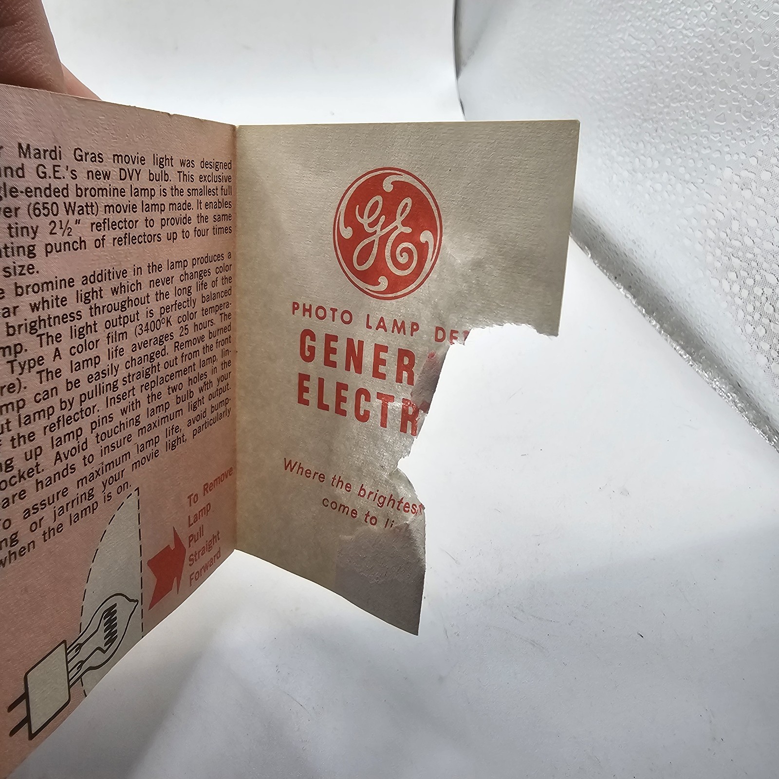 Vintage GE Mardi Gras Movie Light Instructions Book Only