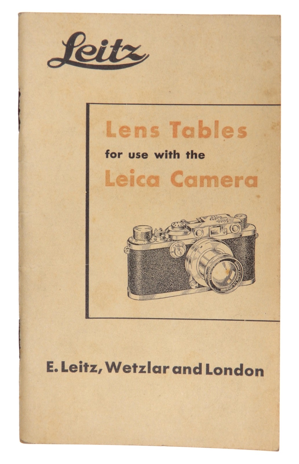 Leica III Model F Lens Tables E.Leitz,Wetzlar and London 1936 #3