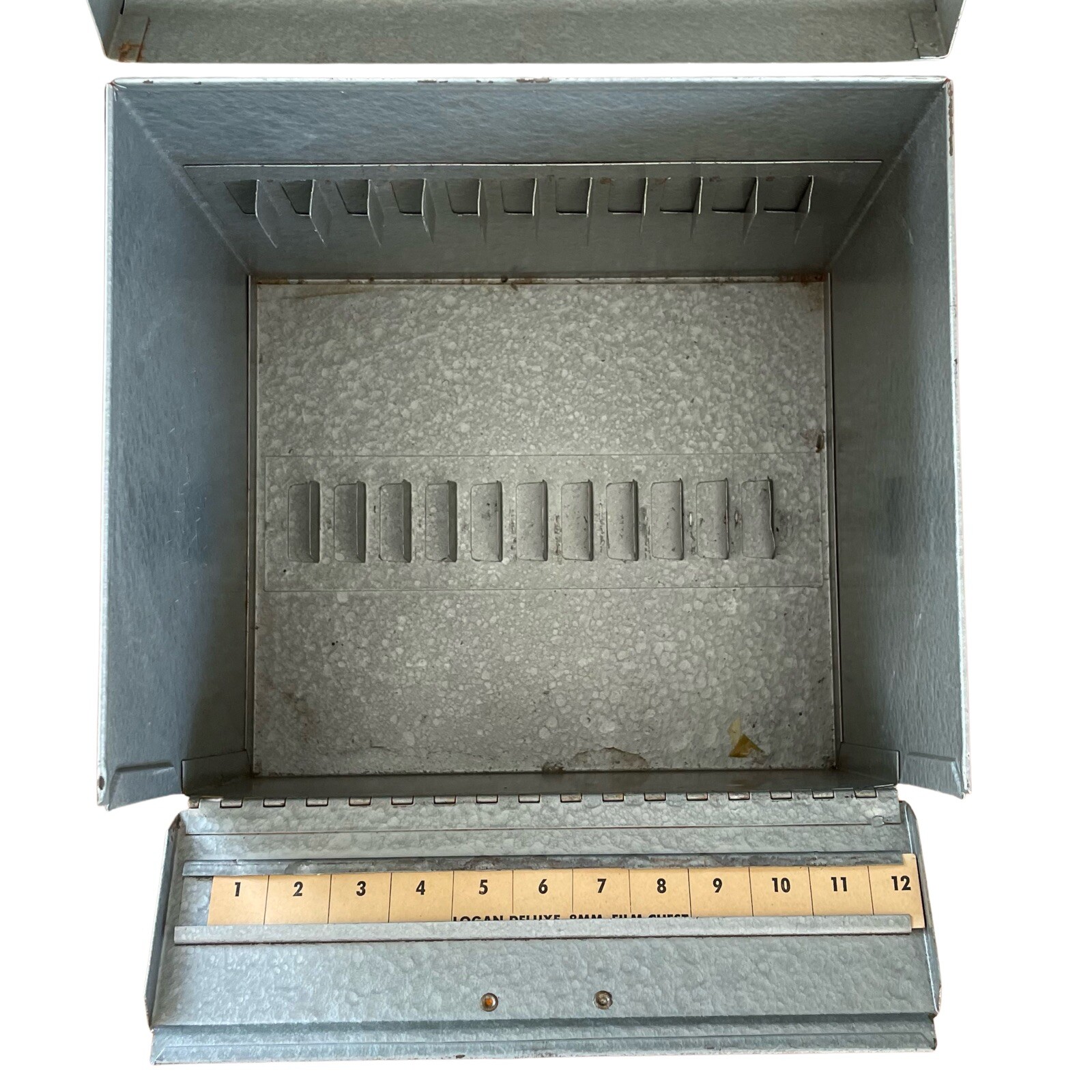 Heavily Rusted Vintage Metal 12 slot 8mm Film Box