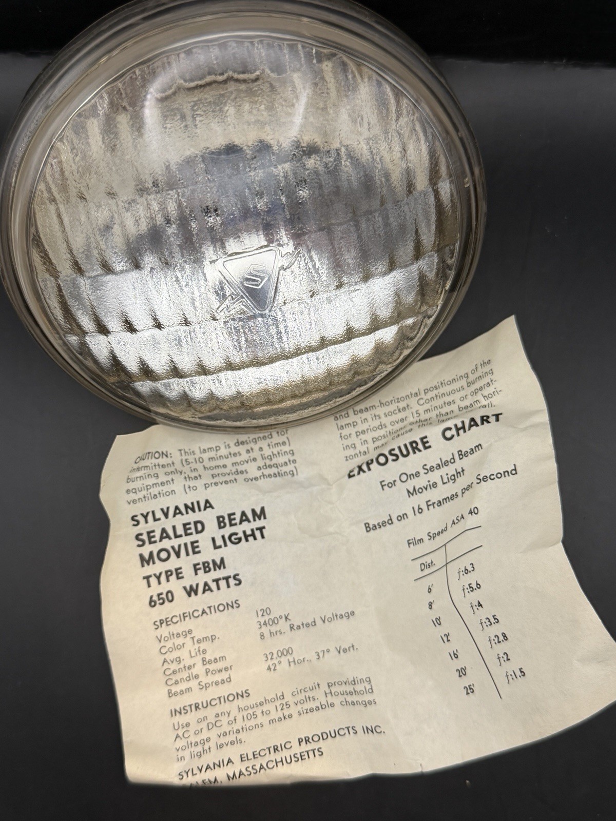 Vintage Sylvania Movie Light FBM 650 Watt Movie Light Bulb In Box