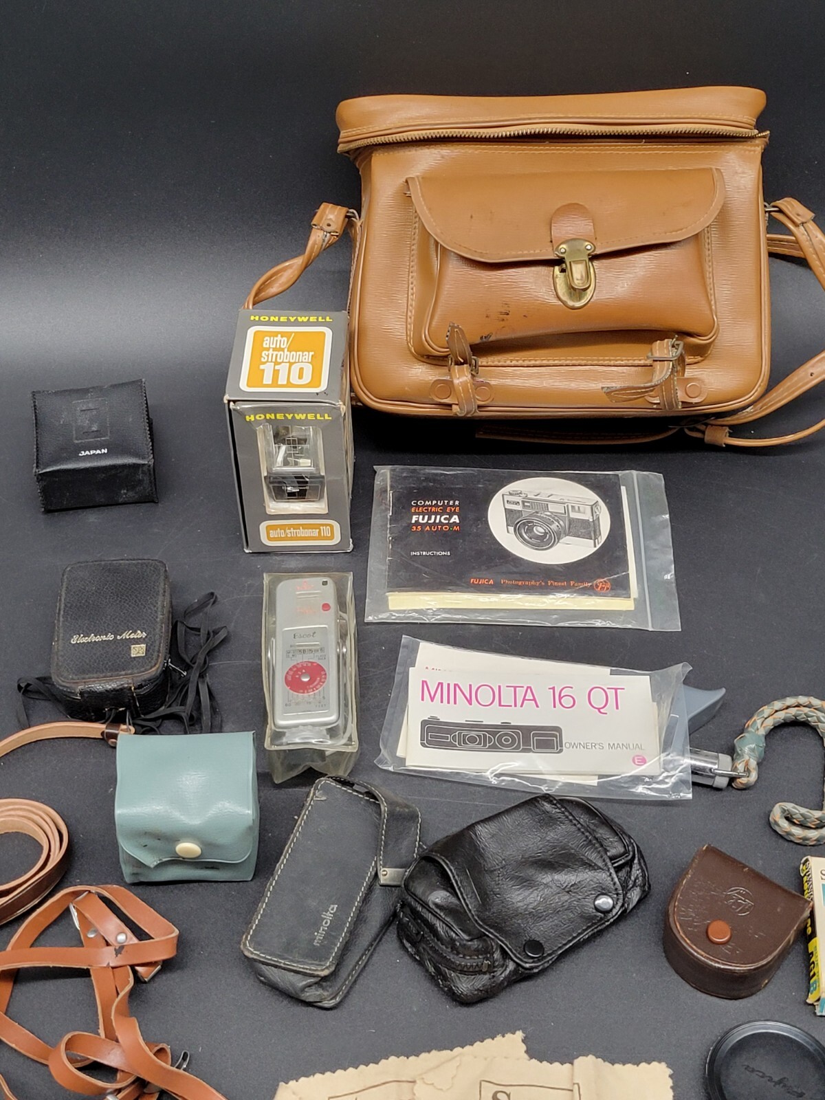 Vintage Camera Case Shoulder Bag by Kent LOADED With Vintage Camera Accessories