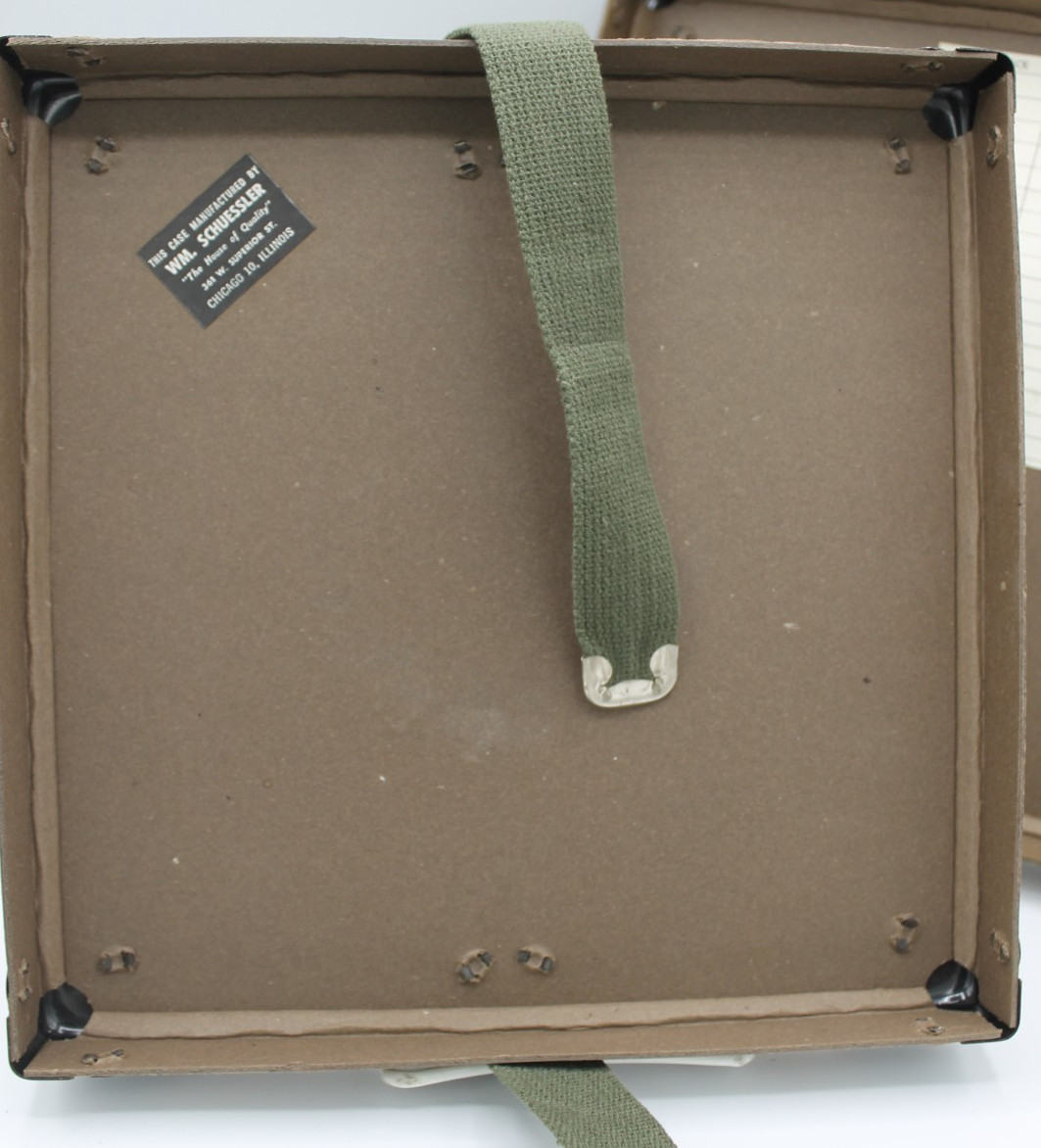 Vintage Film Reel Shipping Box – mfg. WM Schuessler – Fiberboard w/ Strap