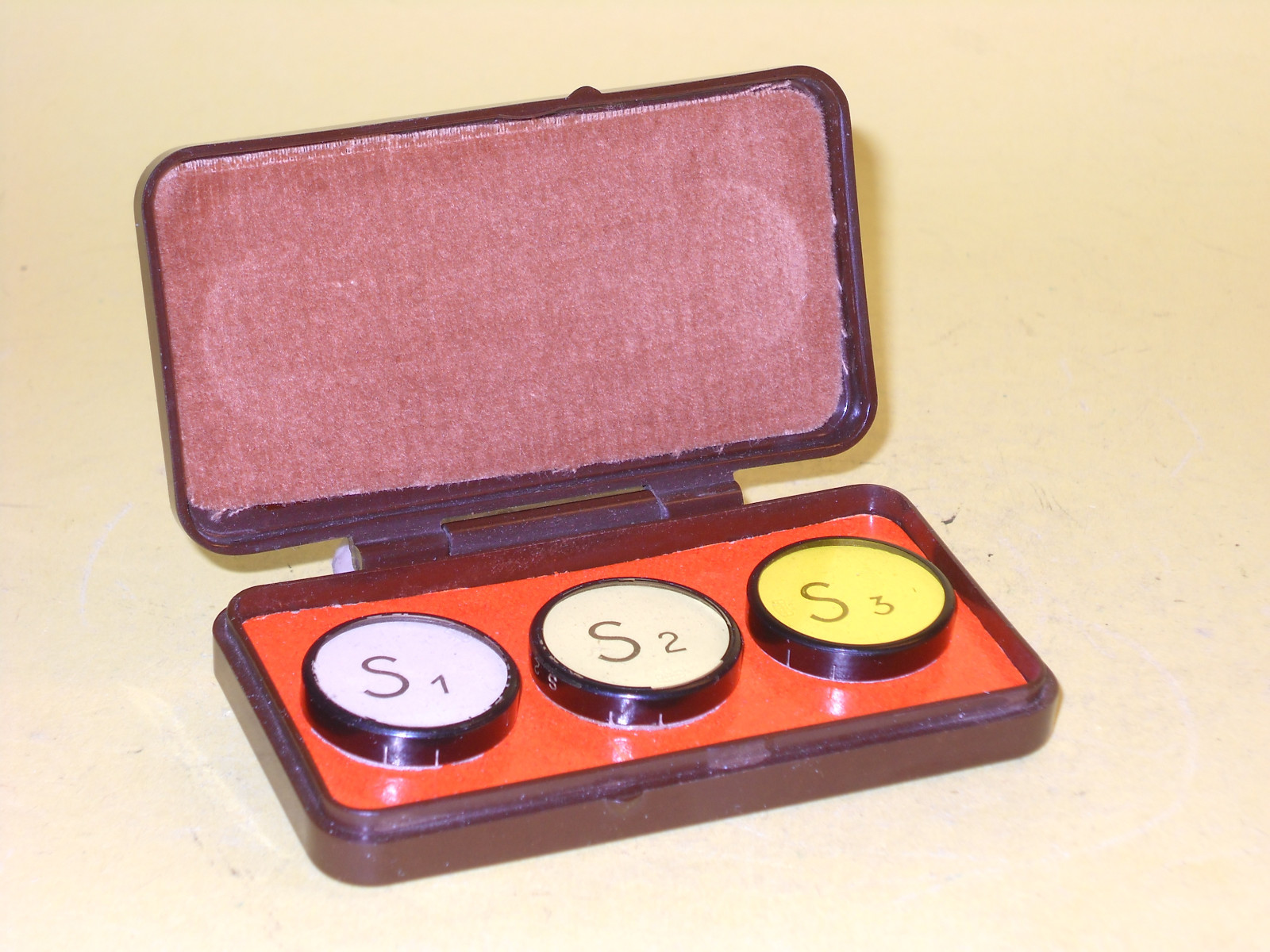 Set of Three (3) Original Zeiss Yellow Filters in extremely good condition!
