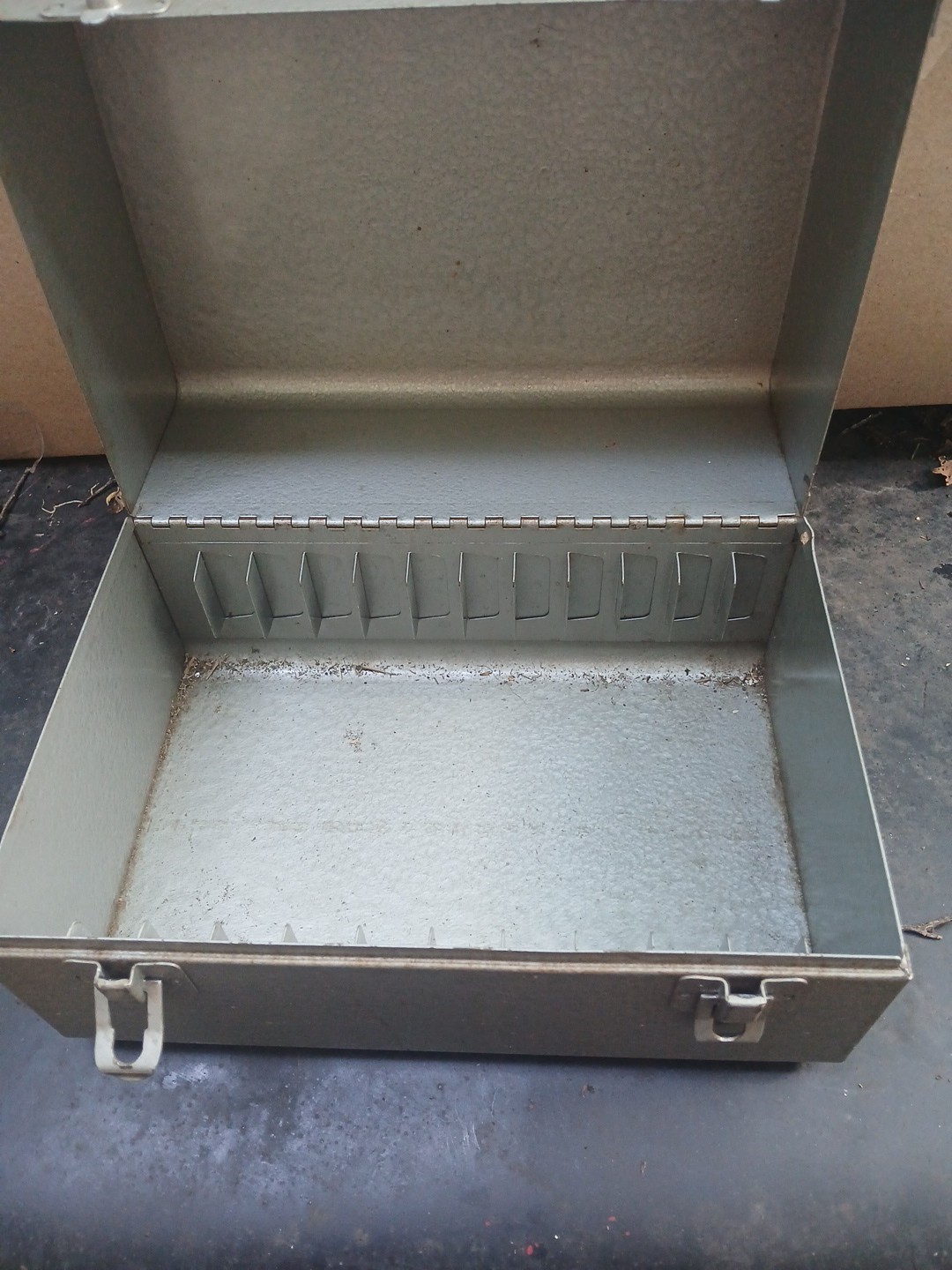 Vintage Brumberger Steel Storage Box or Case for 12 8mm Film Reels with Handle