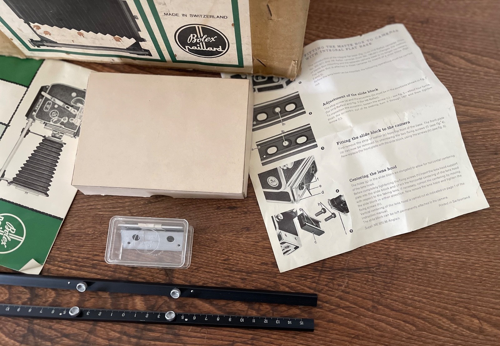 Vintage Rare BOLEX MATTE BOX 16mm Rx 3 Rex 4 Rex 5 & SBM W/Orig Masks Box & Acc
