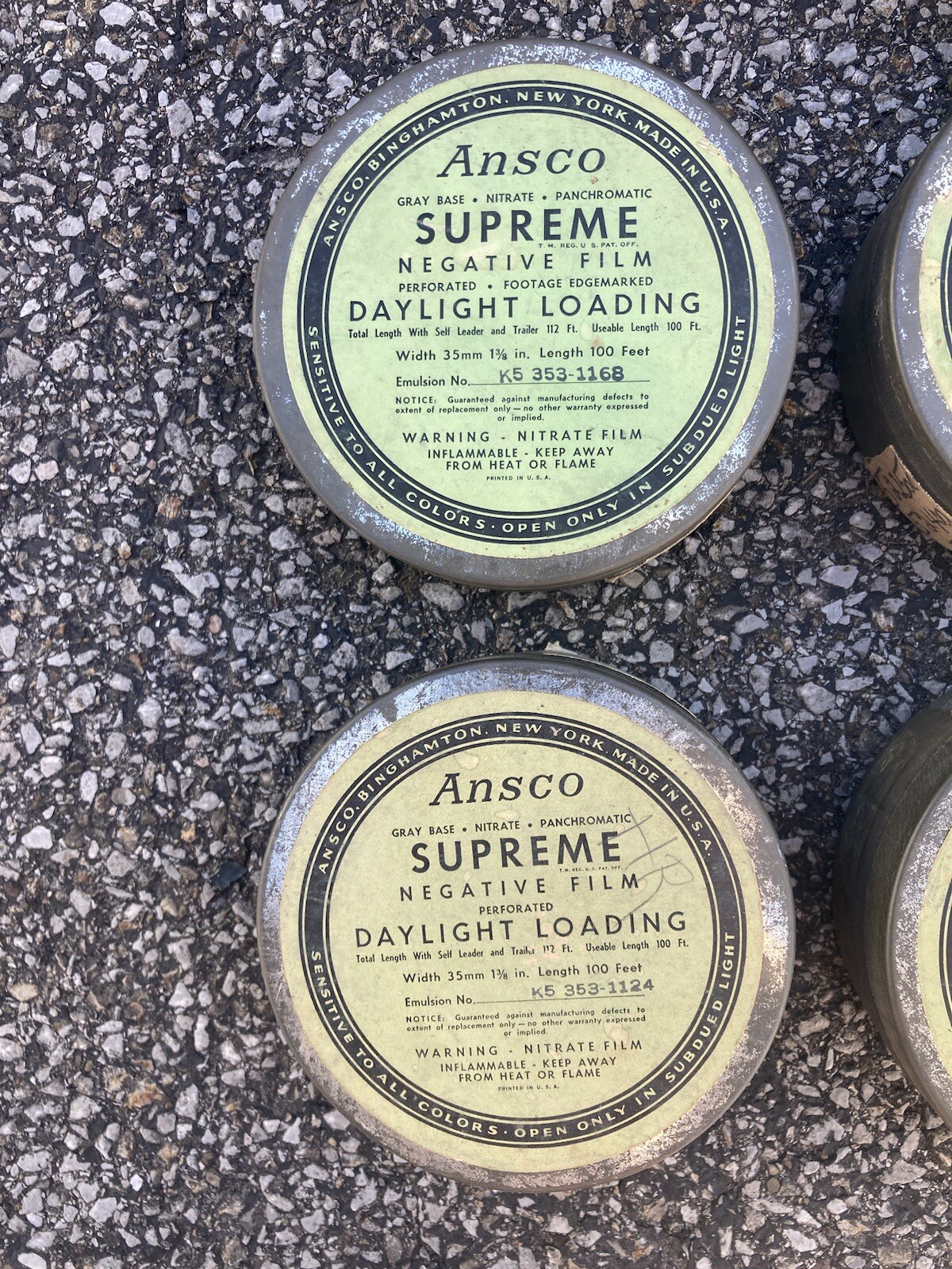 Vintage Agfa Ansco 4″ Tin Negative Film Canister 35mm 100FT with Reel Lot of 6