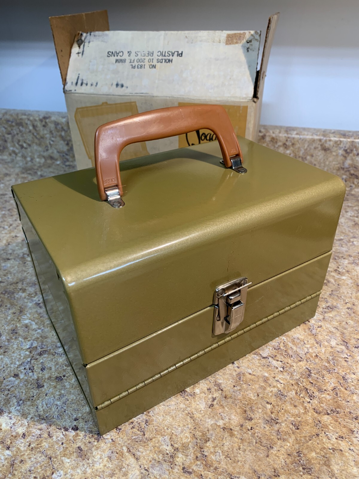 Vintage NEW in box Logan 8mm Film Reel Metal Chest 12 Reels and Cans