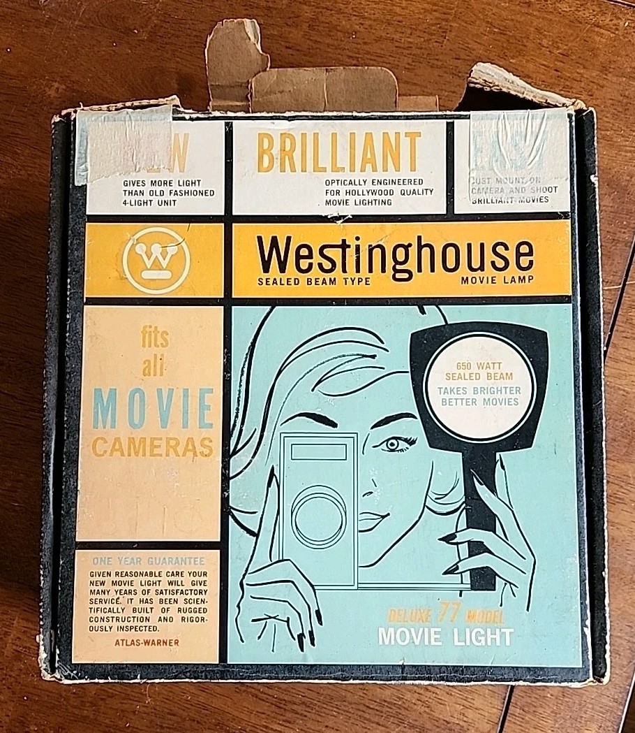 Westinghouse Deluxe 77 Movie Light Working W/Box & Movie Paperwork