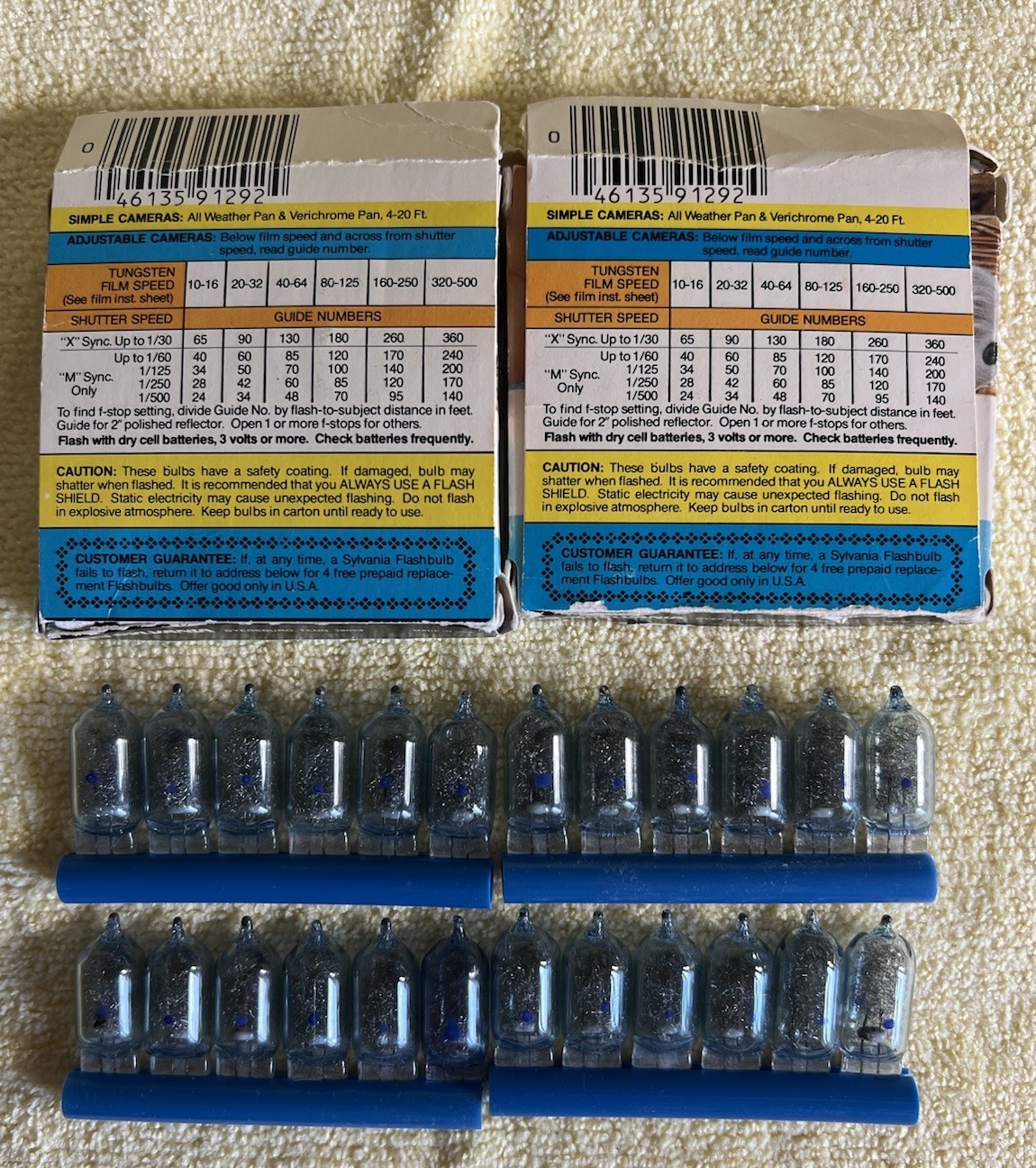 Sylvania Blue Dot Flashbulbs AG1B – 2 Boxes of 12 Each Blue Bulbs (24) Vintage